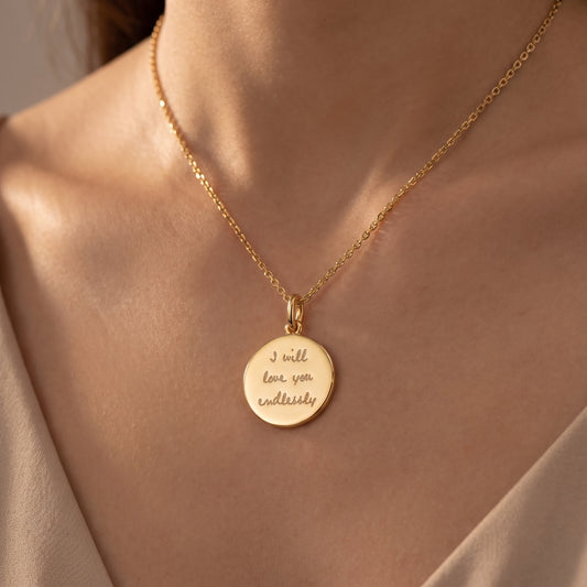 Handwritten Note Disc Necklace